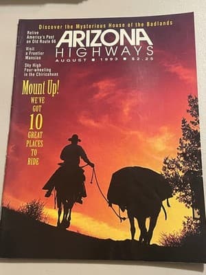 Arizona Highways Magazine August 1993 Mount Up Cowboy Sunset Travel Southwest - Image 1