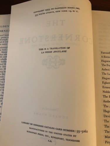 The Cornerstone; Translated by Edward Hyams 1st edition hardcover 1955 - Thumbnail 5
