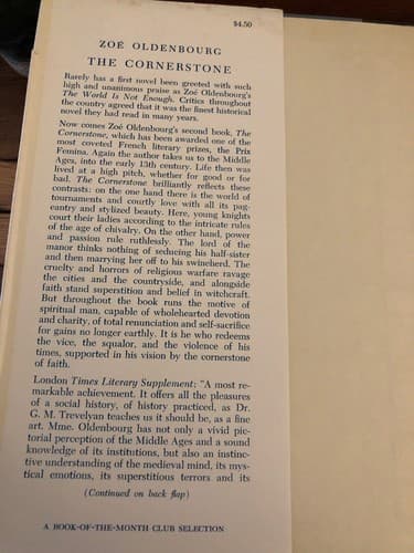 The Cornerstone; Translated by Edward Hyams 1st edition hardcover 1955 - Thumbnail 3