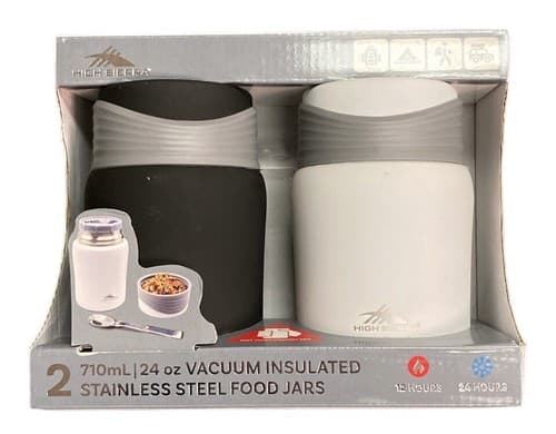 High Sierra 2-Pack Vacuum Insulated Stainless Steel Food Jars, 24 oz. B&W Set - Image 1
