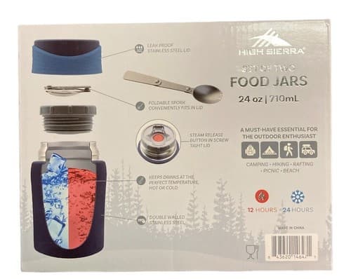 High Sierra 2-Pack Vacuum Insulated Stainless Steel Food Jars, 24 oz. Blue Set - Thumbnail 2