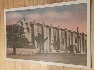 Mission San Gabriel California Postcard Pacific Novelty Co Colorized Unposted - Image 1
