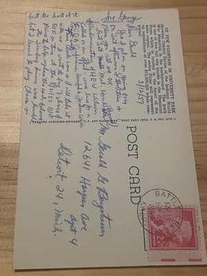 De Pew Fountain University Park Indianapolis Postcard WWII Memorial Stamped Used - Thumbnail 2