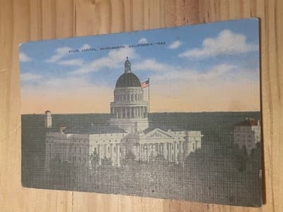 State Capitol Sacramento California Postcard Linen Unposted Vintage 544 Scenic - Image 1