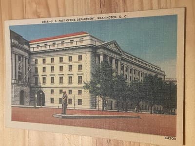 US Post Office Washington DC Linen Postcard Unposted M566 44300 - Image 1