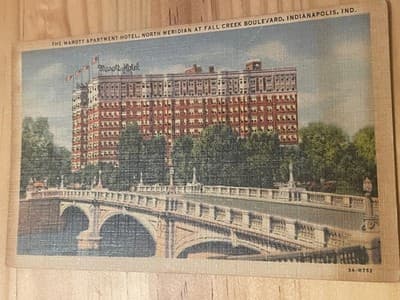 Curt Teich Marott Apartment Hotel Indianapolis Linen Postcard Vintage Stamped - Image 1