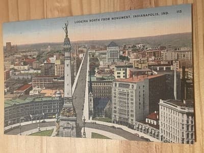 Craft Greeting Card Looking North From Monument Indianapolis Postcard Unposted - Image 1