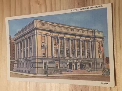 Curteich C.T. Art-Colortone Postcard City Hall Indianapolis IN Linen Era Vintage - Image 1