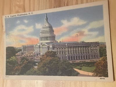 U S Capitol Washington D C Postcard Posted Color View Handwritten Message Back - Image 1
