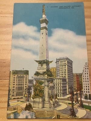 Craft Greeting Card Co Soldiers Sailors Monument Indianapolis Postcard Unposted - Image 1