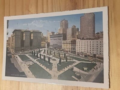 Union Square San Francisco Postcard Unposted Vintage Park Aerial View Scenic - Image 1