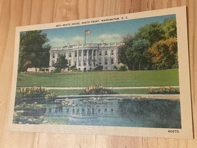 White House South Front Washington DC Linen Postcard B S Reynolds Co Unposted - Image 1