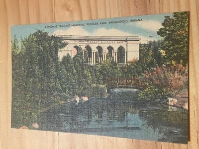 Vintage 1957 Thomas Taggart Memorial Postcard Indianapolis Postmarked 2c Stamp - Image 1