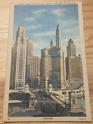 Chicago Looking South Michigan Avenue From Wrigley Building Postcard Postmarked - Image 1