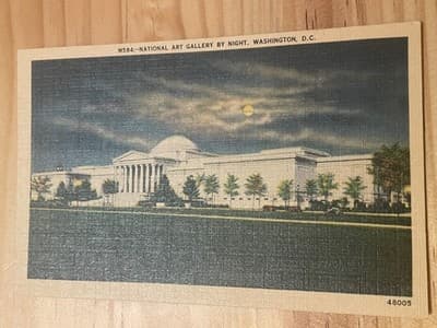 National Gallery By Night Washington DC Postcard B B Reynolds Linen Finish - Image 1