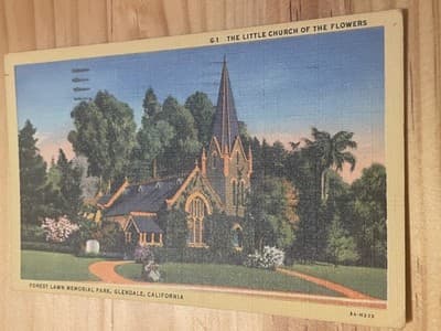 Western Publ Postcard Little Church of the Flowers Forest Lawn Glendale CA - Image 1