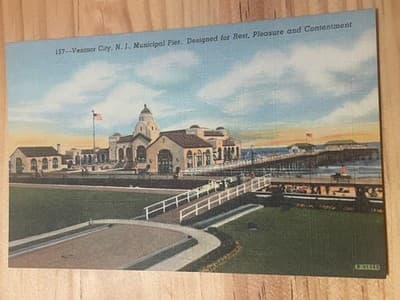 Vintage Curteich Postcard Ventnor City NJ Pier Unposted Linen CT Colortone - Image 1