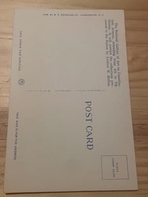National Gallery By Night Washington DC Postcard B B Reynolds Linen Finish - Thumbnail 2