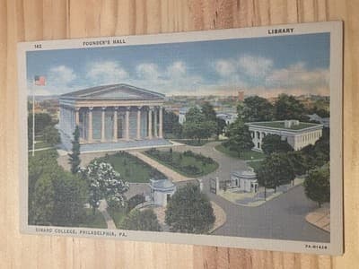 Curteich Postcard Girard College Founders Hall Phila PA Linen Unposted 7A-H1428 - Image 1
