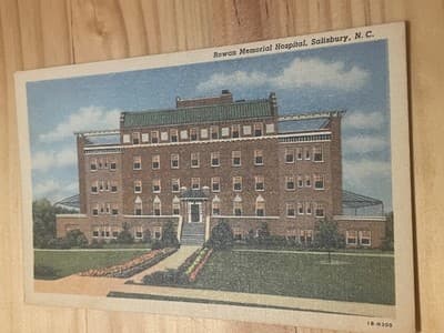 Curt Teich Art-Colortone Postcard Rowan Memorial Hospital Salisbury NC Unused - Image 1