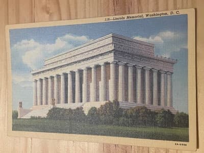 Curteich Lincoln Memorial Postcard Scenic Art Series Linen Vintage Unused Color - Image 1
