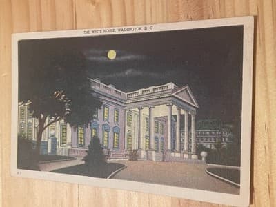 White House Postcard Vintage Night View Capitol Souvenir Co Unposted Wash DC - Image 1