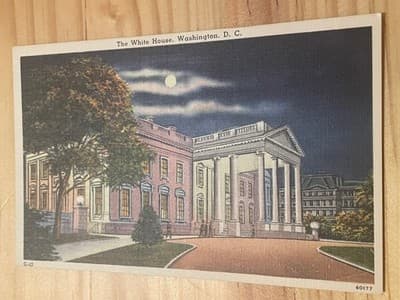 Capitol Souvenir The White House Washington D C Postcard Unposted Night View - Image 1