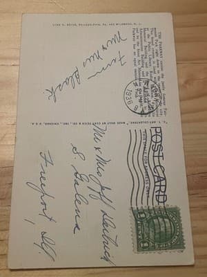 Parkway From Art Museum Philadelphia Postcard 1936 Postmarked Linen Vintage - Thumbnail 2