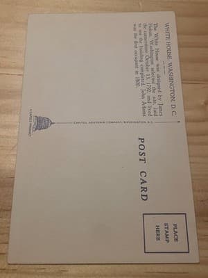 White House Postcard Vintage Night View Capitol Souvenir Co Unposted Wash DC - Thumbnail 2