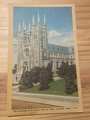 Dexter Press Postcard Cathedral of St Peters and St Pauls Lewiston Maine D-5 - Image 1