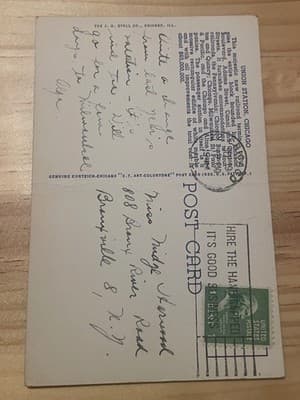 Curt Teich Postcard Union Station Chicago 143 C T Art Colortone Linen Mailed - Thumbnail 2