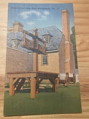 Tichnor Public Gaol Stocks Williamsburg VA Postcard Linen Unposted Unused - Image 1