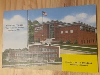Calhoun County War Memorial Library Anniston AL Health Center Building Postcard - Image 1