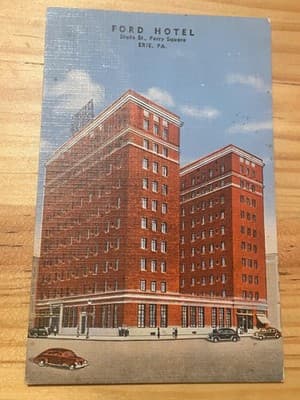 E C Kropp Co Ford Hotel Erie PA Postcard Vintage Linen Unposted Color - Image 1