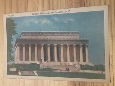 Manhattan Postcard Lincoln Memorial Washington DC Vintage Unposted W116 Unused - Image 1