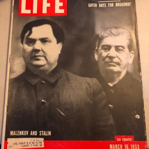 March 16, 1953 LIFE Magazine: Malenkov and Stalin Cover - Image 1