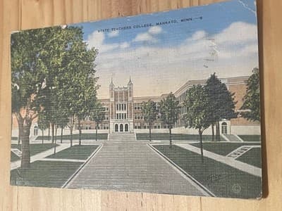 State Teachers College Mankato MN Postcard Vintage Linen Postmarked 1c Stamp - Image 1