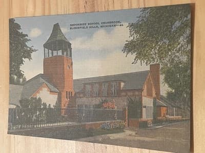 Brookside School Cranbrook Bloomfield Hills Michigan Vintage Linen Postcard - Image 1