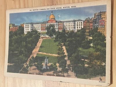 United Art Co. Postcard Boston Common and State House Boston MA Linen Postmarked - Image 1