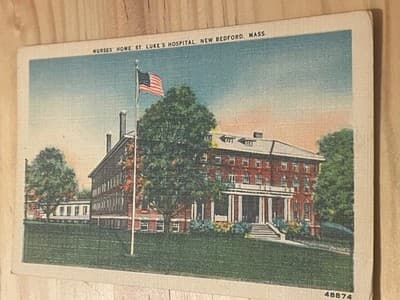Vintage Nurses Home St Lukes Hospital New Bedford MA Linen Postcard Unposted - Image 1