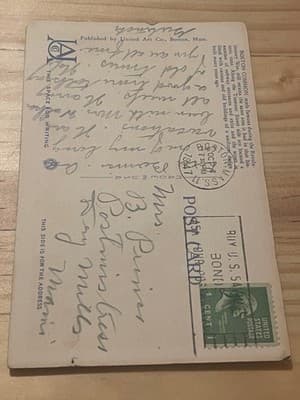 United Art Co. Postcard Boston Common and State House Boston MA Linen Postmarked - Thumbnail 2