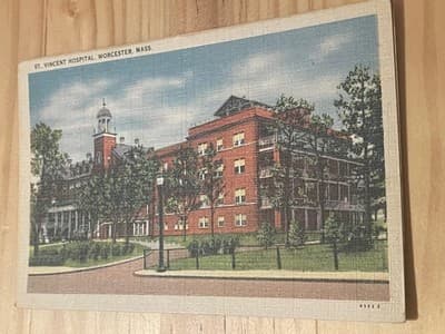 St Vincent Hospital Worcester MA Postcard Tichnor Bros Linen Unposted Vintage - Image 1