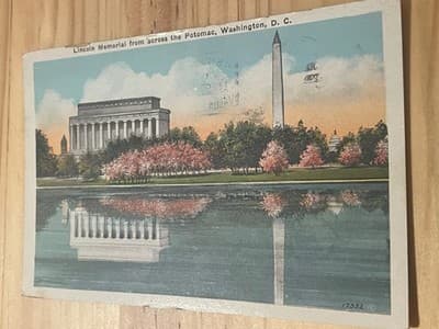B S Reynolds Postcard Lincoln Memorial Washington DC Stamped Postmark Vintage - Image 1