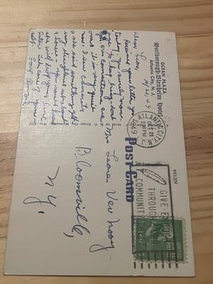 Ocean Plaza Atlantic City Postcard 1949 Fountain Courtyard Vintage Used - Thumbnail 2