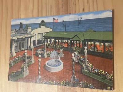 Ocean Plaza Atlantic City Postcard 1949 Fountain Courtyard Vintage Used - Image 1