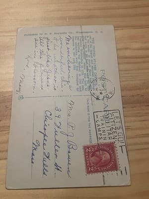 B S Reynolds U S Capitol Postcard Washington DC Vintage Postmark 2 Cent Stamped - Thumbnail 2