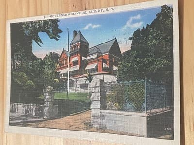 O S Pulman Postcard Governors Mansion Albany NY Vintage Postmarked 1936 Used - Image 1