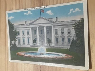 White House Washington DC Postcard Fountain BS Reynolds Co Vintage Unposted - Image 1