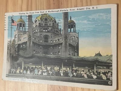 Marlborough Blenheim Hotel Atlantic City NJ Postcard Postmarked 1920s 2c Stamp - Image 1