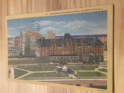 Curteich Postcard Marlborough-Blenheim Hotel Atlantic City NJ Postmarked 1952 - Image 1